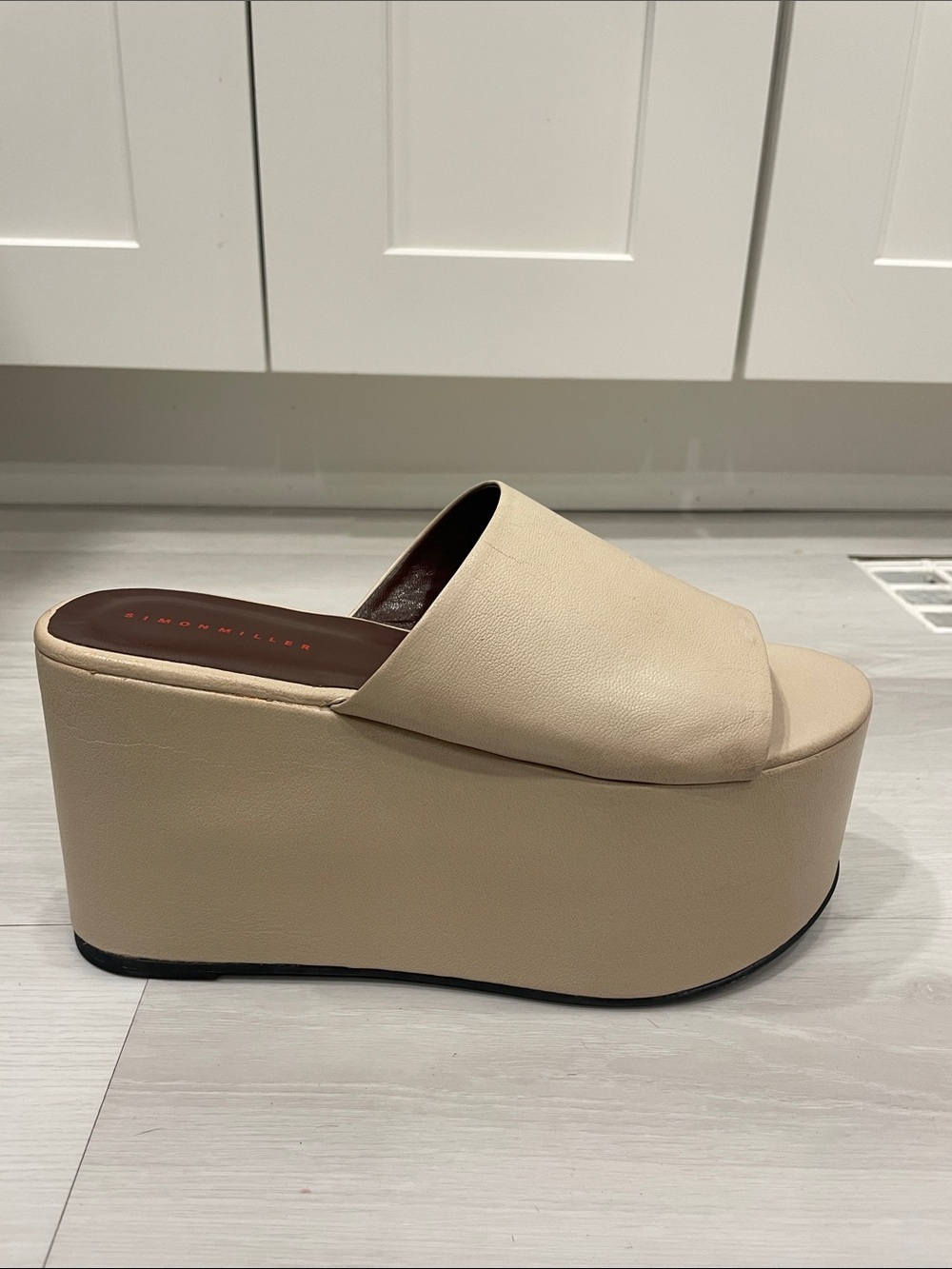 Simon Miller ‘Blackout’ Platform in Light Beige Vegan Leather Sandals Size 40 - Picture 9 of 14